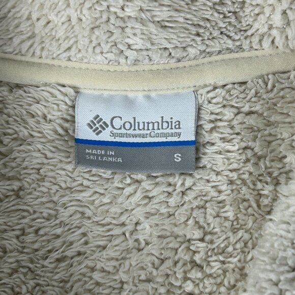 Columbia Sweater Jacket Womens Small Grey Cream Darling Days Fleece Button Up - Picture 13 of 15
